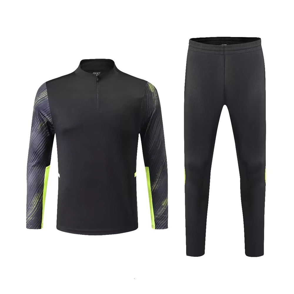 Men Kids Sports Set Multicolor Fans Half Zipper Jacket Training Wear Games Jerseys Soccer Kit Tops And Trousers Casual Wear