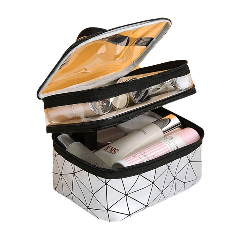 Double layer makeup bag large capacity internet celebrity multifunctional multi-layer portable women's travel makeup swissmilitary