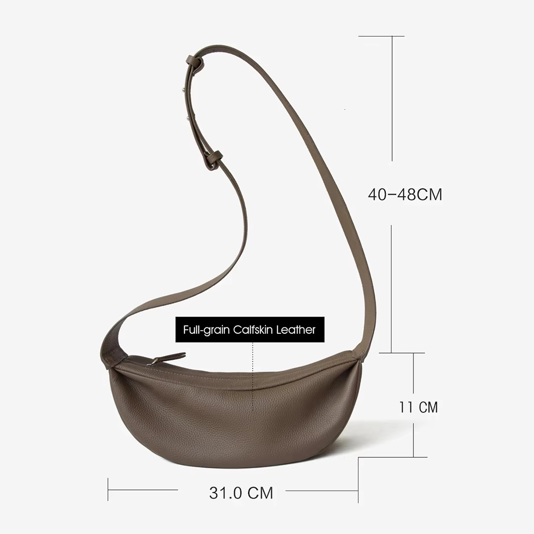 Donna-In Genuie Leather Hobo Chest For Women Men Natural Cowhide Sg Crossbody Bag Full Grained Minimalist With Wide Strap