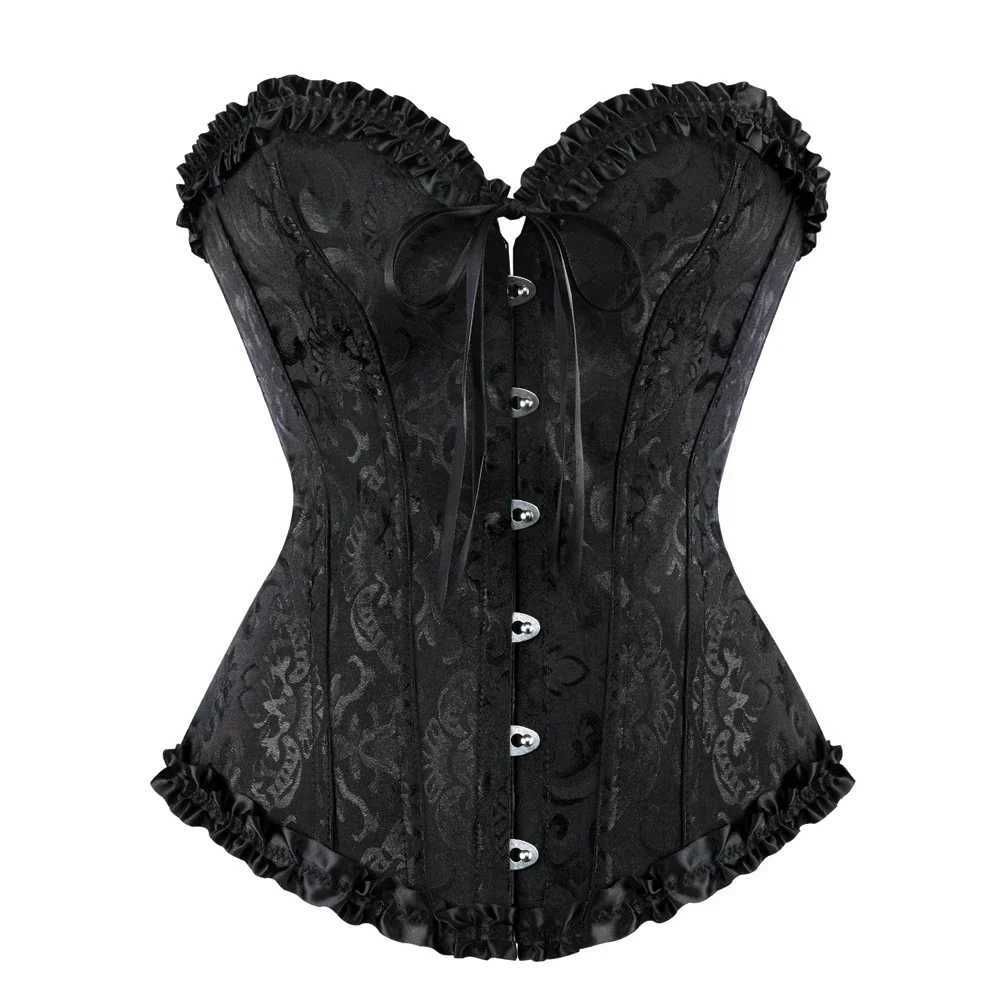 Sexy Bustiers And Corsets Floral Lace Tops Shapewear For Women Vintage Corset Gothic Overbust Satin Jacquard CorsetsXJ250304