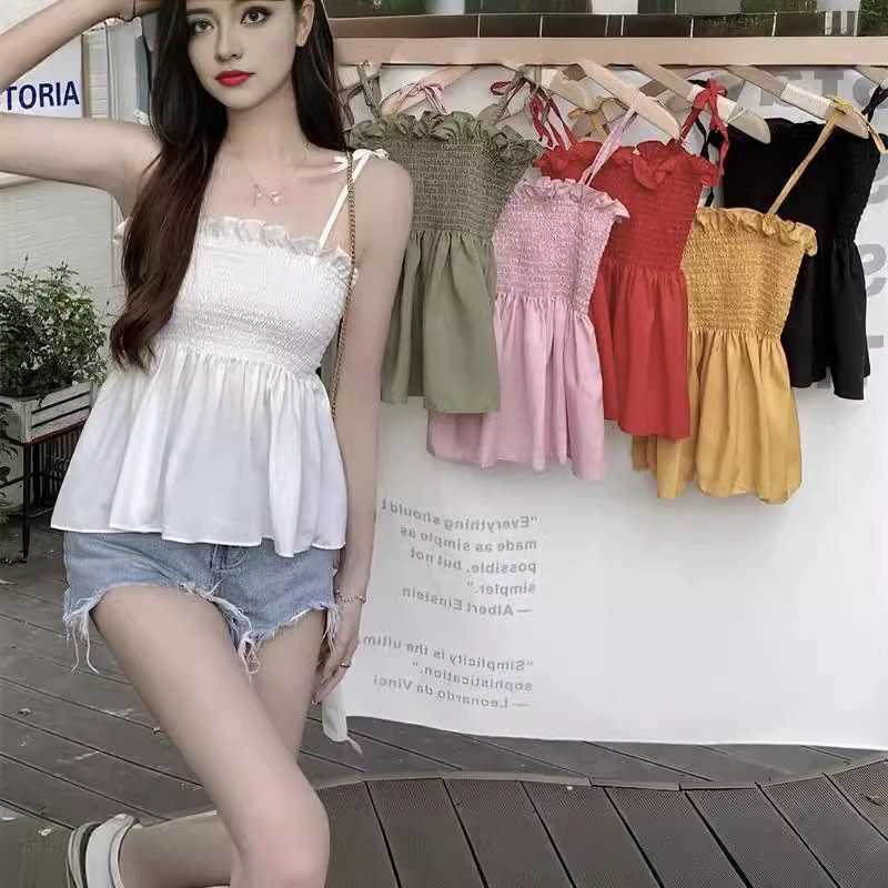 Women Ele Top Solid Color Fashion Hotsweet Basics Backless Casual Y2k Camis Sexy ClothesXJ250212