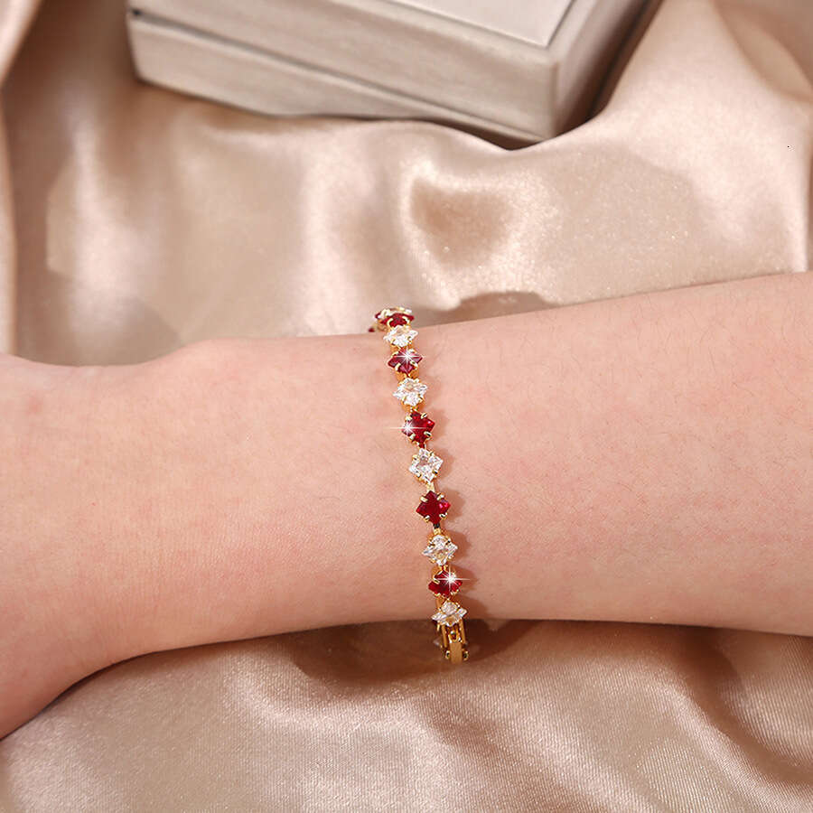Designer Bracelet for Women Moissanite Jewelry 4 * 4mm square colored zircon hip-hop bracelet fashionable and simple tennis unisex bracelet copper pla