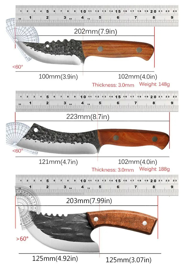 Professional Kitchen Knives Boning Knife Hande Forged Stainless Steel Kitchen Chopper Cleaver Butcher Knife Meat Cutting Knives 250211