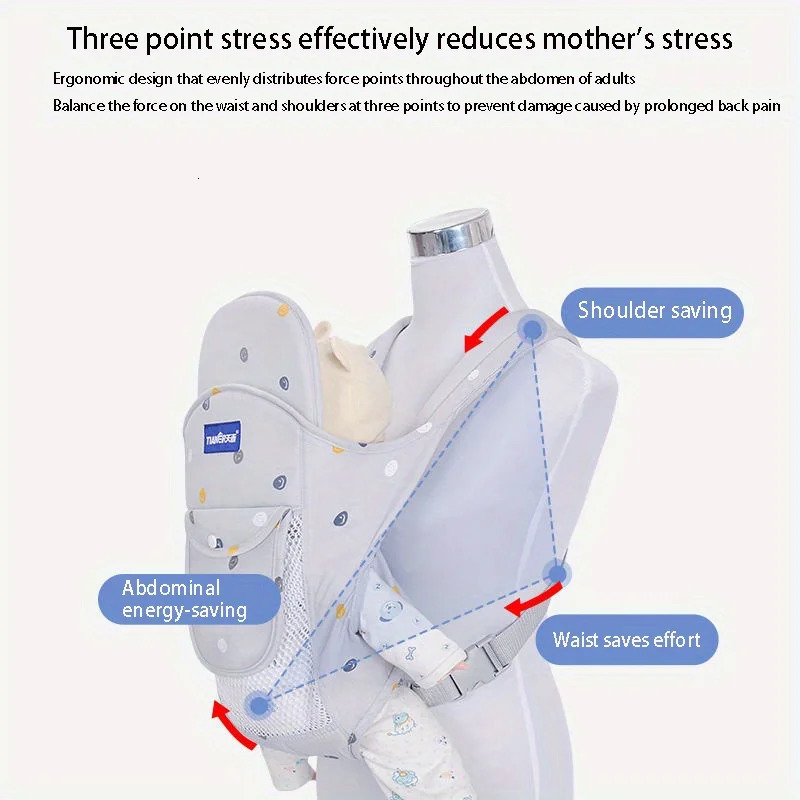 Kangaroo Shoulder Strap for Infants born Wrap Sling Ergonomic Cute Bite Towel Kid Breathable Front Facing Baby 250211