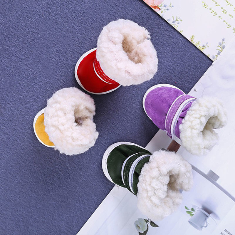 Dog Shoes for Warm Cashmere dog Shoes, Puppy Dog Boots Paw Protectors for Soft Soled Suede , Winter Snowy Day, Anti Slip Sole, Hand Sewn, with Velcro 