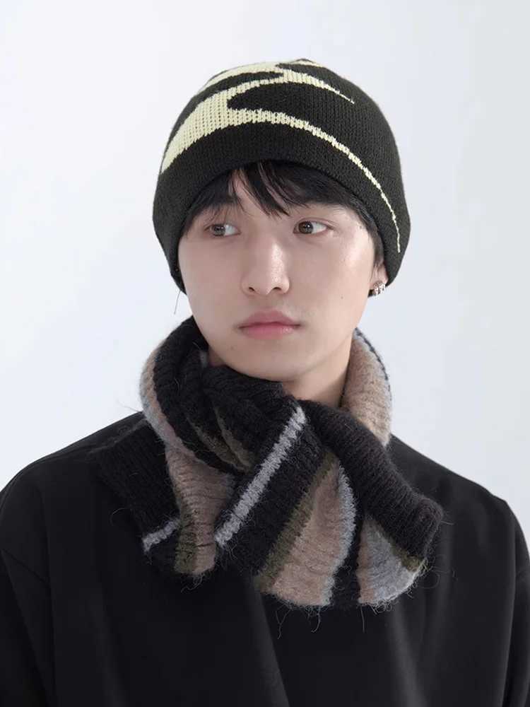 Men Beanies Knit Y2k Hip Hop Graphic Caps Streetwear Winter Gothic Vintage Korean Fashion Plover Accessories Unisex Wen Hats X250212