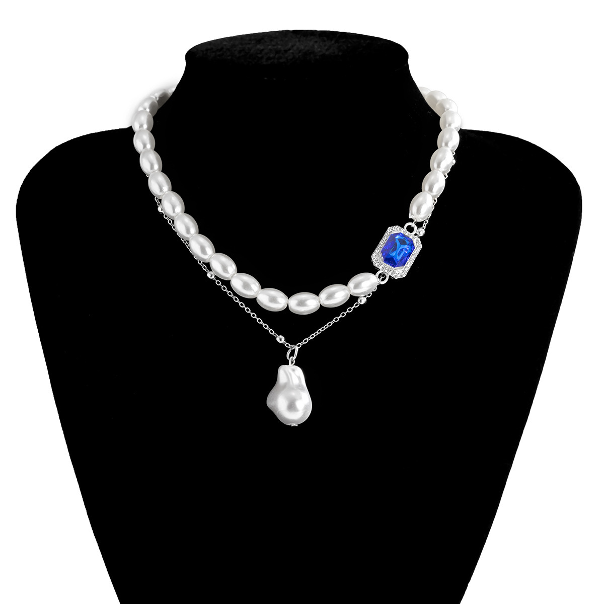 Woman Fashion set collarbone Baroque shaped pearl metal designer necklace accessory
