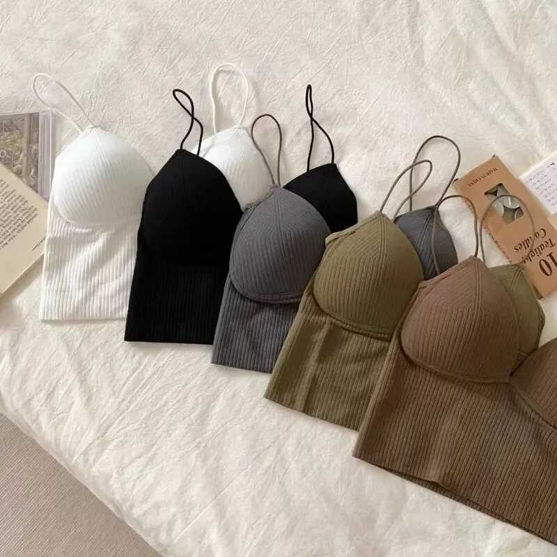 Spring And Summer New Products Small Halter Vest With One Piece Fixed Cup Chest Binding Outside Wear Soled Strapless TopXJ250212