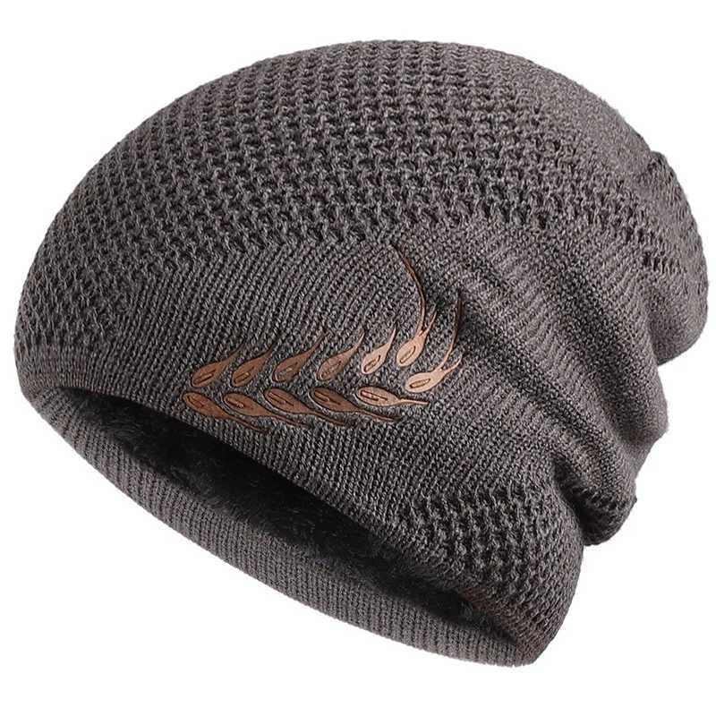 Knit Beanie Winter Hat Thermal Thick Polar Fleece Snow Skl Cap for Men and Wen Autumn Hat Plus Velvet Wheat Knitted Hat X250212