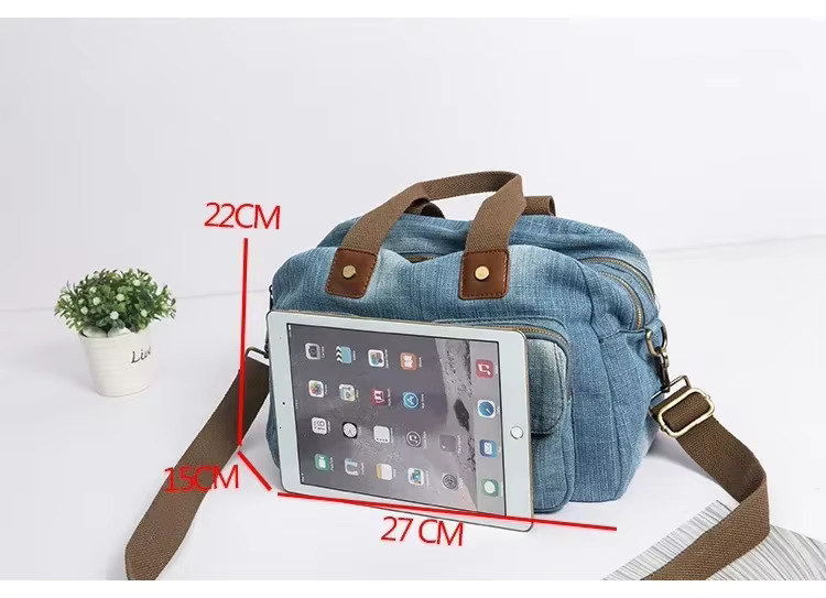 Casual Denim Women Handbag High Quality Jeans Female Crossbody Vintage Big Totes Travel Shoulder Bag Large Bolsa Blue