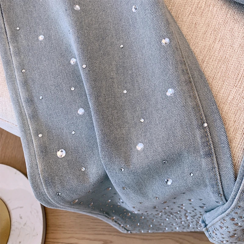 Diamond n Casual Jeans Women High Waist Loose Pants Fashion Spring Streetwear Mopping Pants 250212