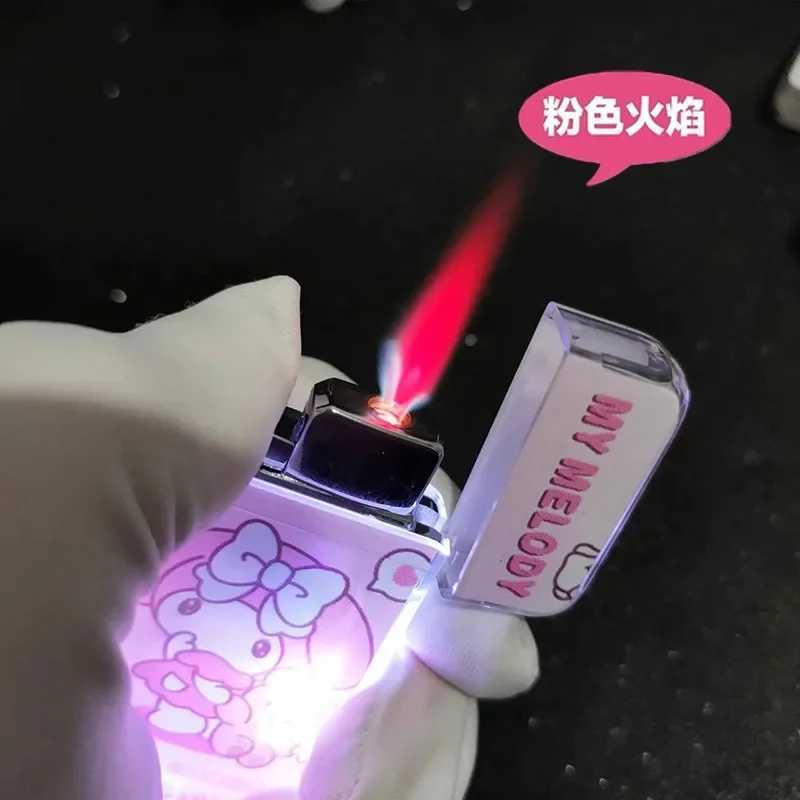 KT Windproof Butane Gas Pink Flame Torch Lighter Girl Smoking Accessories Lighters Smoking With Flash Lamp Gadget For WomenT250211