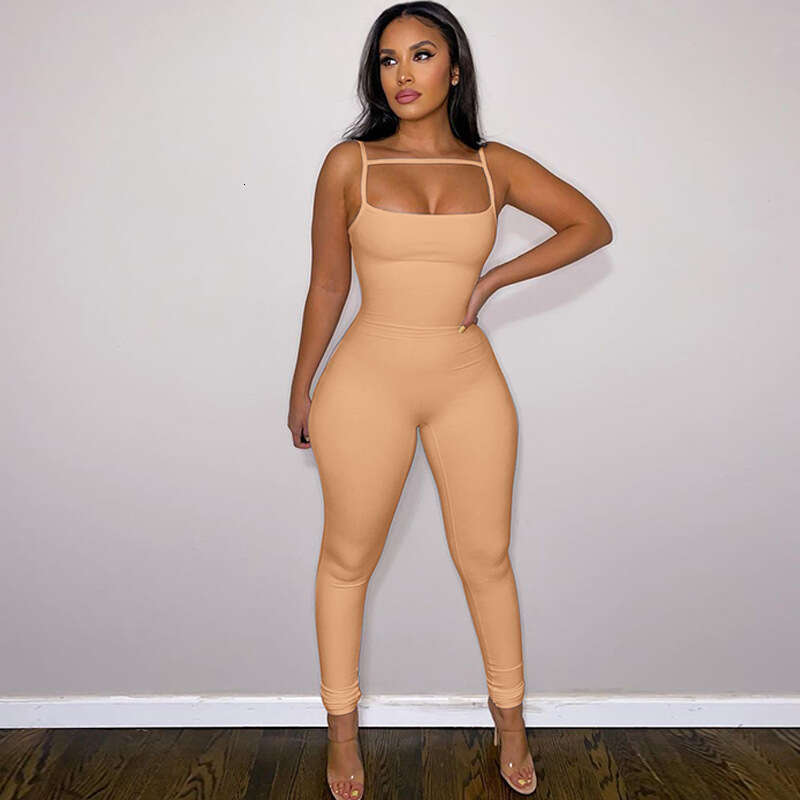 European American summer fashion solid color slim fit and slimming camisole jumpsuit women's manufacturer wholesale 2025 new style temperament ch