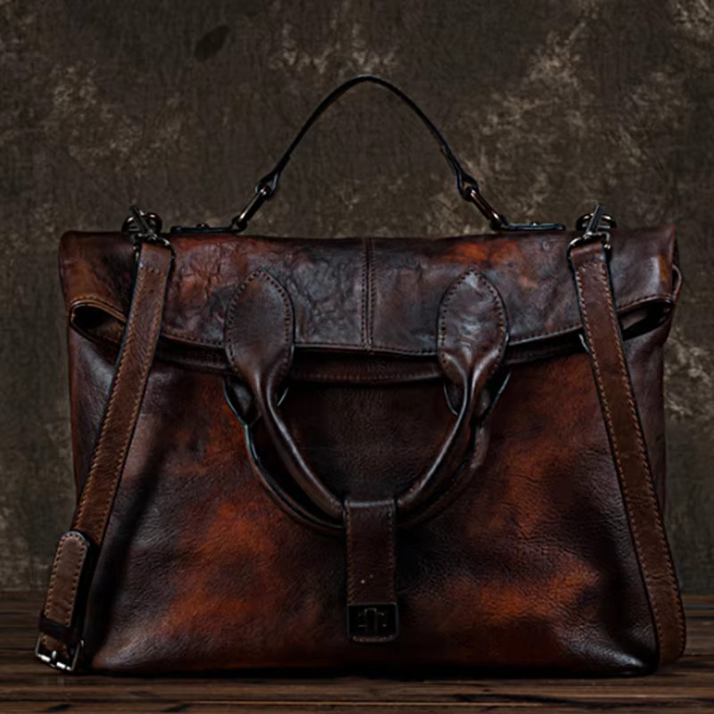High Quality Natural Skin Women Messenger Shoulder Bag Vintage Leisure Cross Body Tote Handbag Top Handle Genuine Leather Bags