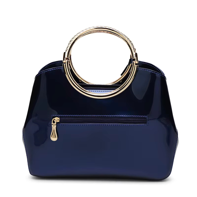 2023 Autumn/Winter New Women's Light Glue Single Shoulder Bright Face Handbag Lacquer Leather Bride Bag