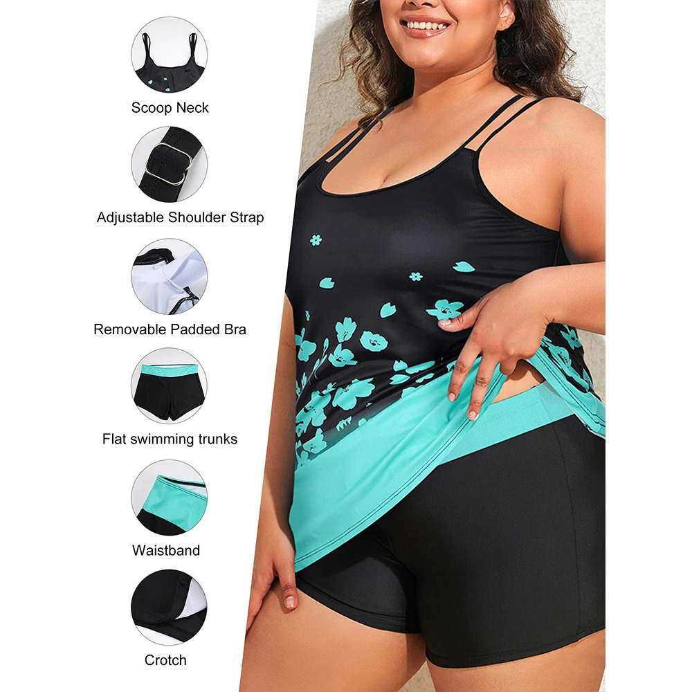 2025 Two Piece Holiday Womens Swimsuit Printed Bikini Plus Size Tankini Set Summer Feminine TopSwim trunks Bather Bathing Suit 250211Z