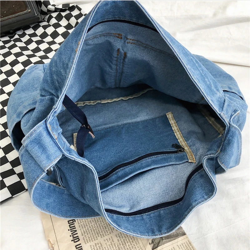 Preppy Style Denim Messenger Bags For Women Handbag And Purse In Multiple Pockets Unisex Cloth Shoulder 250207