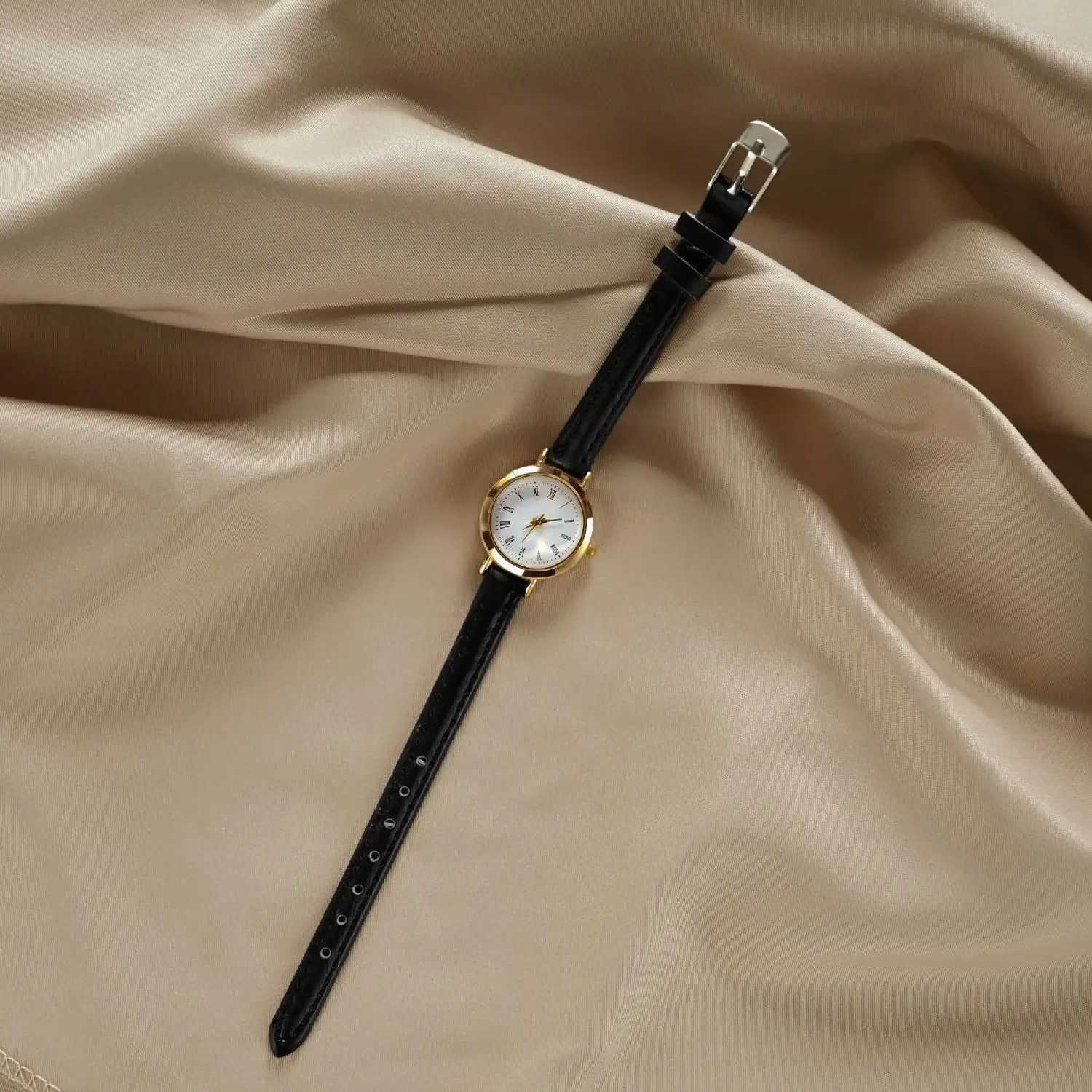Womens brown and white small watch ultra-thin leather strap womens quartz watch wristwatch Reloj MujerXJ250408