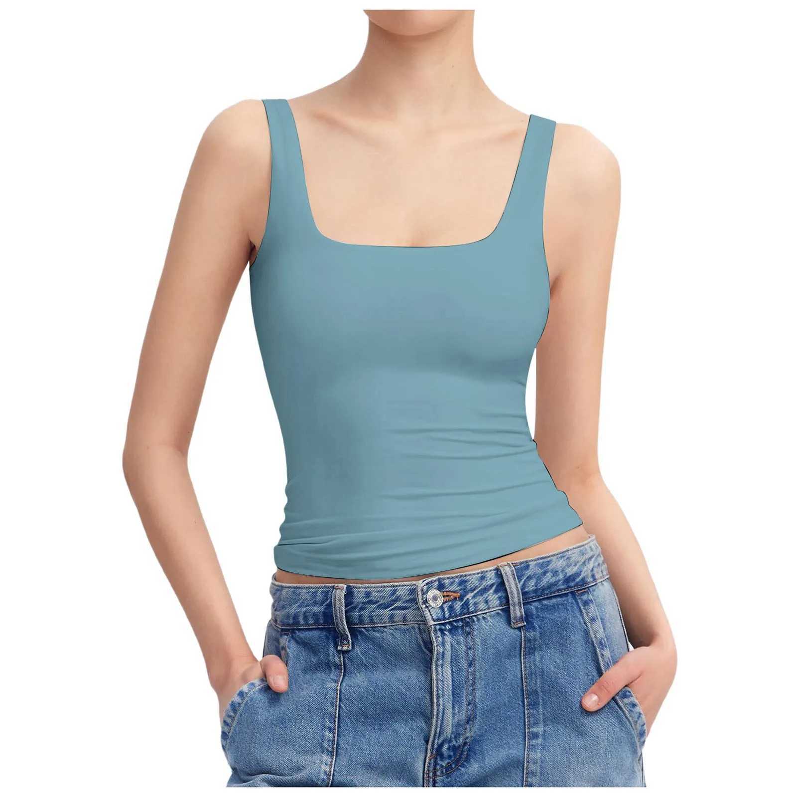 Casual Crop Tank Top WomenS Scoop Neck Sveless Knit Ribbed Fitted Sexy Slim Vest Tops Sveless T Shirt For Ladies SummerXJ250212