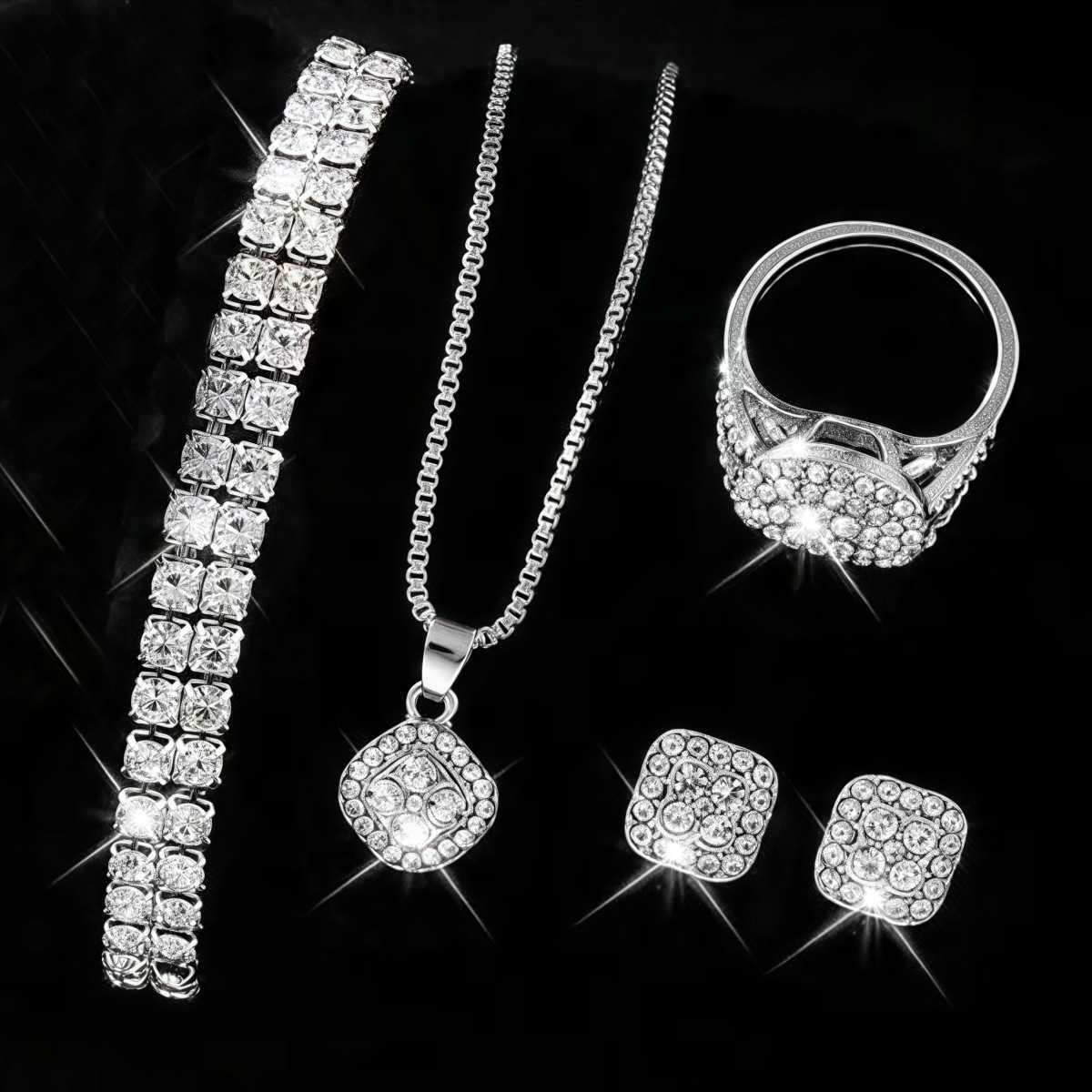 Ladies Treasure Bowl Diamond Set Watch Set 5pcs Bracelet Accessories Fashion Quartz Womens Watch Set W250212