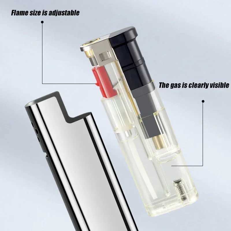 HOT Windproof Direct Injection Blue Flame Lighter Cigarette Torch Lighter Smoking Accessories Camping Tool Ignition Tool BrandT250211