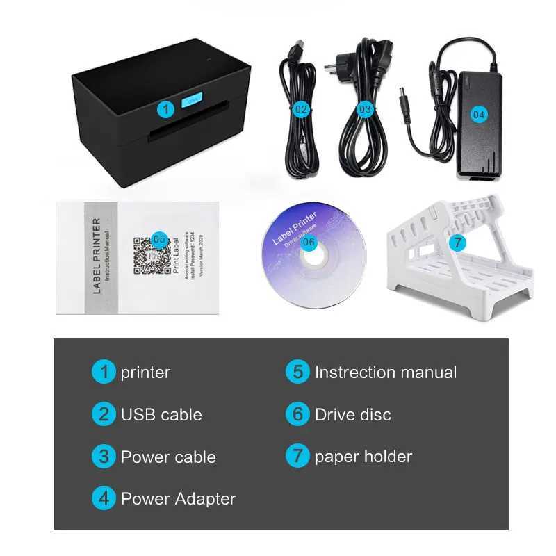 High Speed Label Barcode Printer USB Bluetooth Thermal Printer Android IOS Label Maker Sticker Shipping Express Label Printer R250612