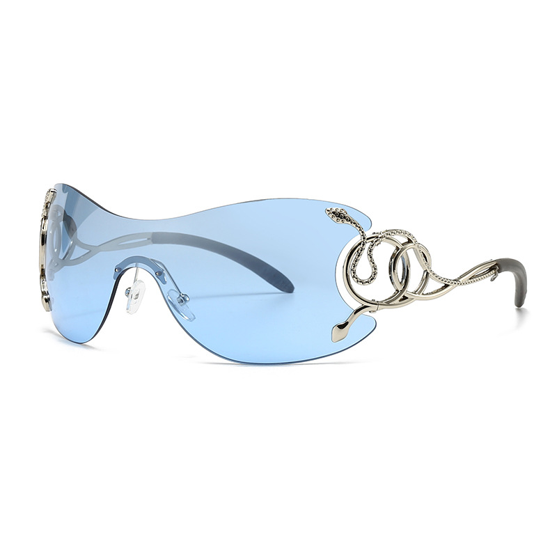 Europe and the United States fashion spirit snake frameless women's sunglasses designer senior sense sunshade street photography trend cross-bord