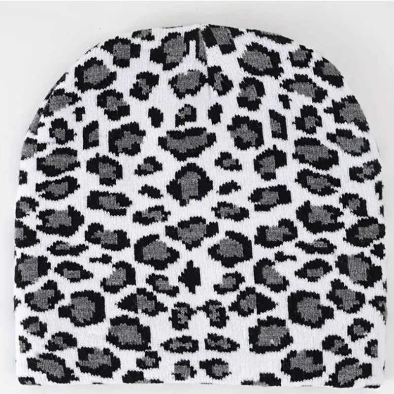 Classic Leopard Jacquard Beanie Y2K Unisex Trendy Knitted Warm Hat Hip Hop Vintage Beanies Knitted Hats For Wen Men X250212