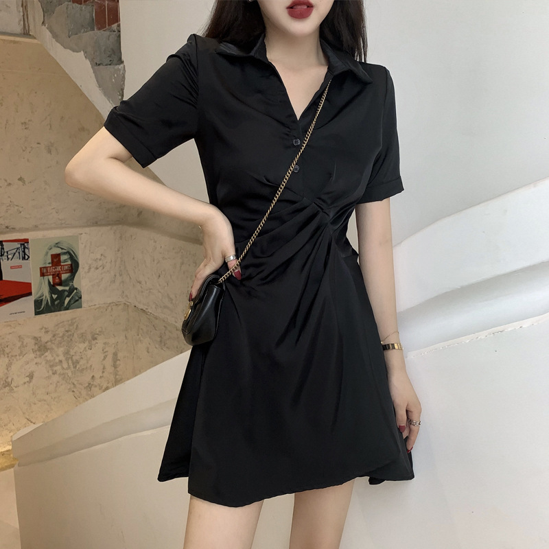 F3105 Little black dress for women 2025 new design waist slimming short dress wholesale