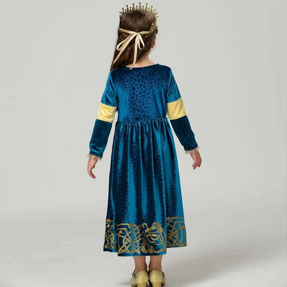 Movie Brave Merida Princess Long Dress Kids Disguise Halloween Children Clothing Set Girls Carnival Par Cosplay CostumeXJ250117