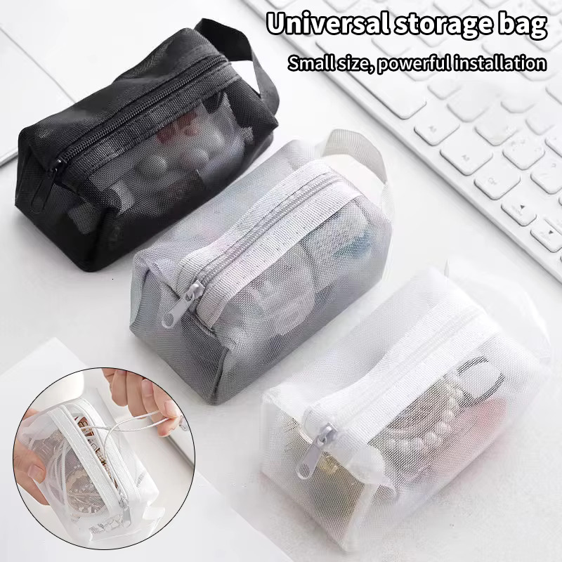 Travel Mesh Cosmetic Zipper For Women Wash Toiletry Bag Makeup Organizer Portable Storage Pouch swissmilitary