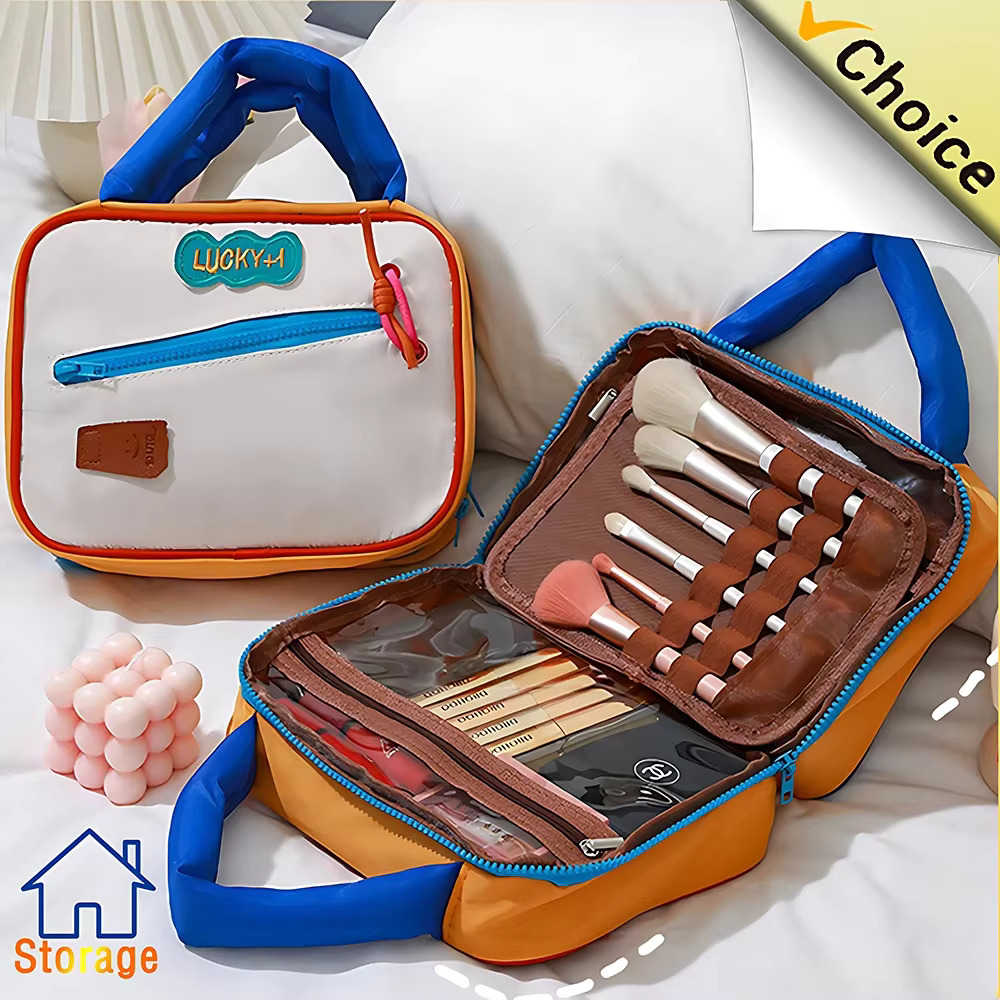 Cute Contrast Color Toiletries and Makeup Women's Portable Large-capacity Folding Cosmetic Travel Wash Bag swissmilitary