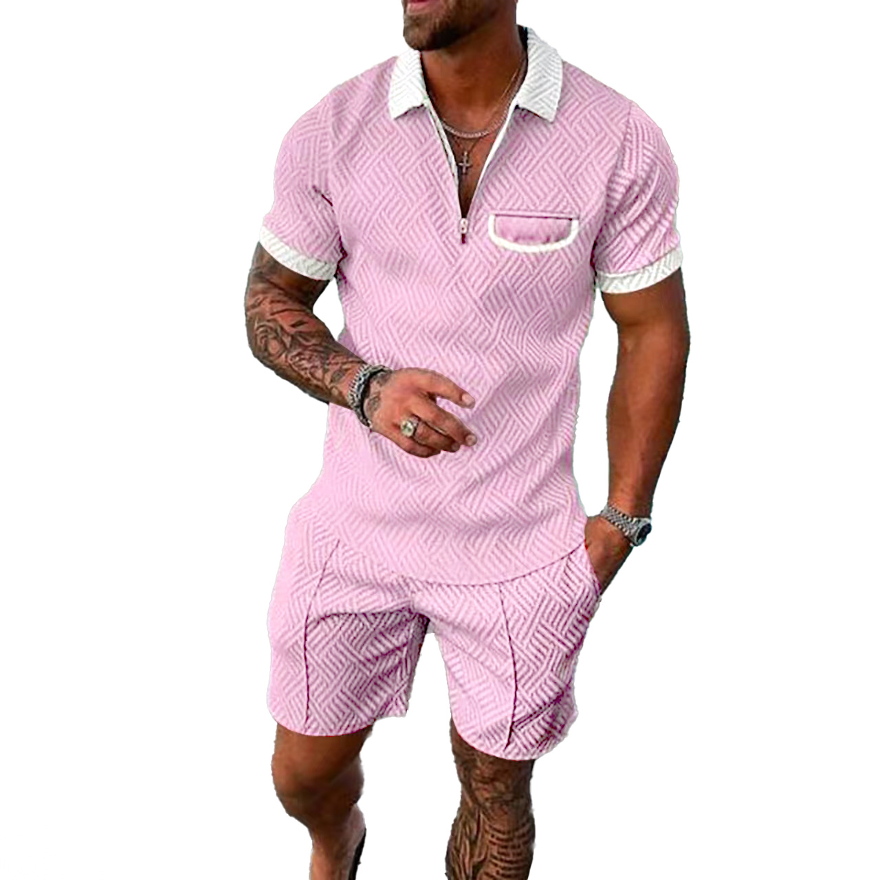 designer Two piece set men clothing summer tracksuit fashion color printing Short sleeved shirt shorts sets polo suits