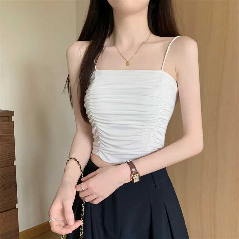 Top Women Sexy Shirts Sveless Tube Tops Girls Tops With Suspenders Lady White Camisole Padded Bras Woman Clothing Corset TopXJ250212