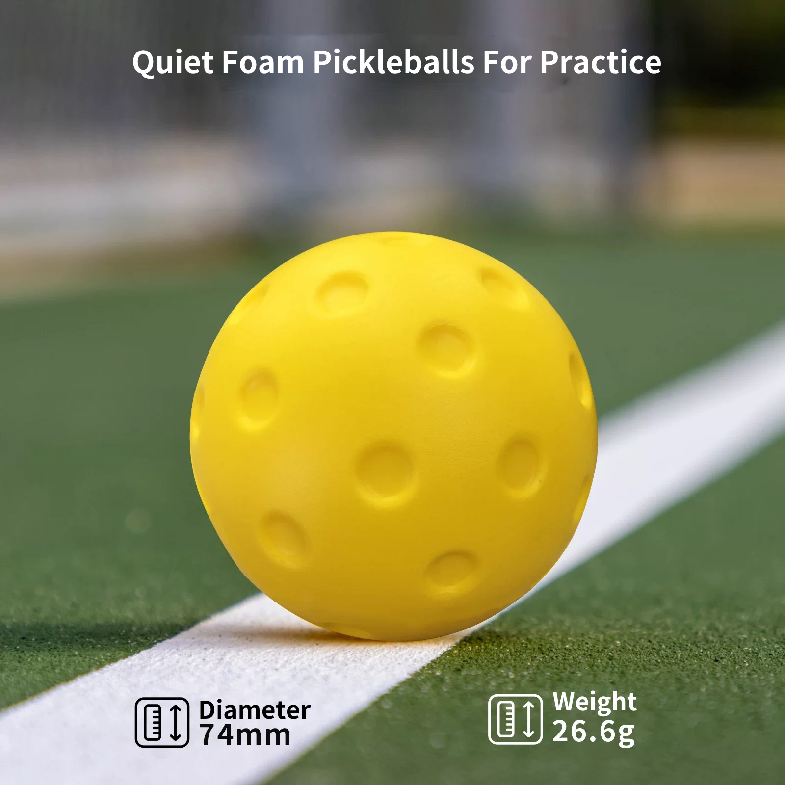 4Pcs Quiet Foam Pickleball balls Perfect for Indoor & Outdoor Practice & Training PU Foam Material for Reduced Noise