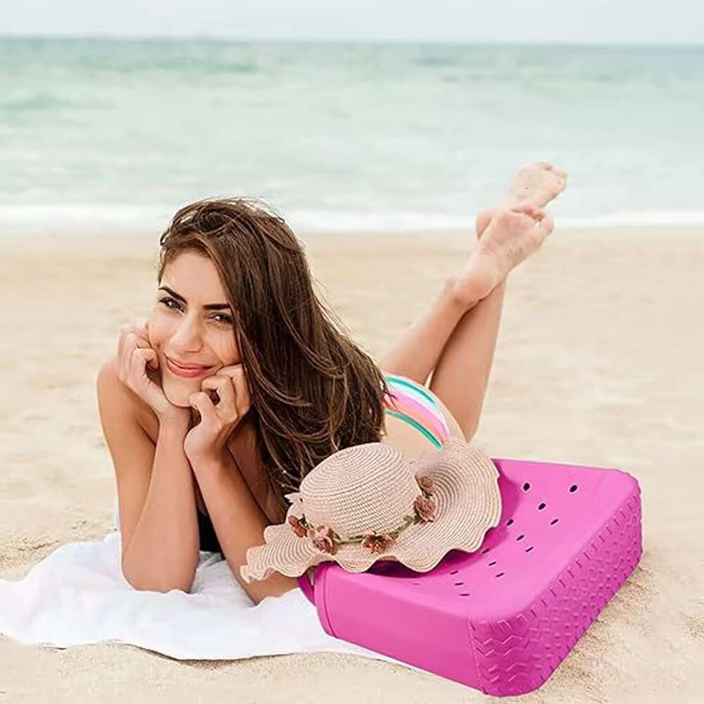 Large Boggs Summer EVA Beach Basket Women Picnic Tote Holes Waterproof Handbag Pouch Shopping Shoulder Bag