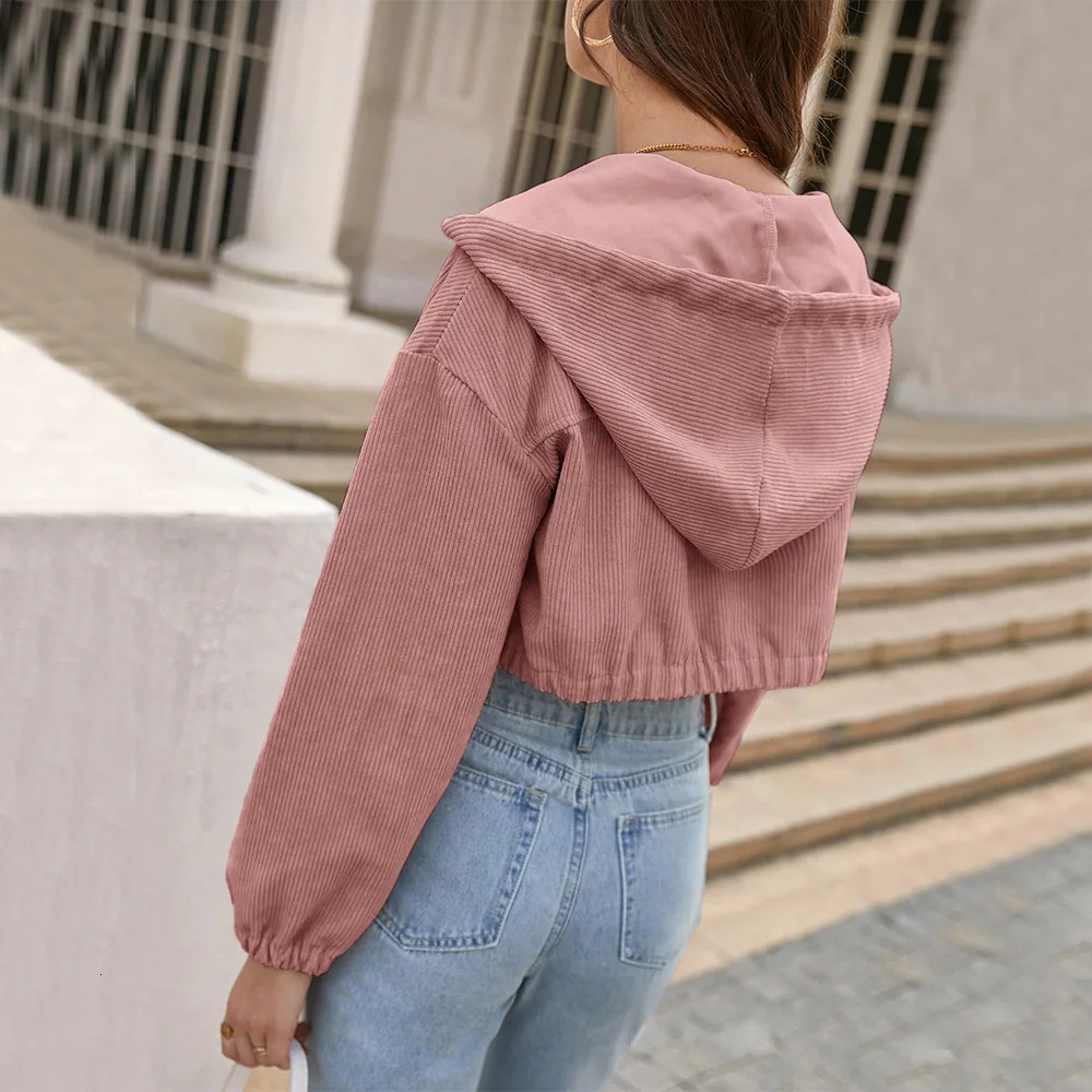 Womens Jacket Spring Autumn Female Solid Color Zipper Sweat Jacket Ladys Pocket Casual Cropped Sport Coats Womens Outwears 250212