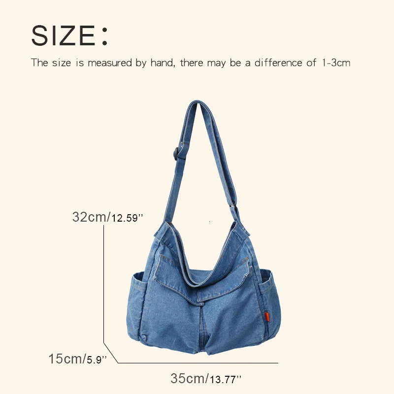 Preppy Style Denim Messenger Bags For Women Handbag And Purse In Multiple Pockets Unisex Cloth Shoulder 250207