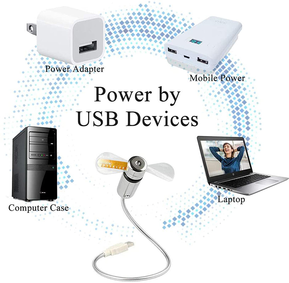 Updated USB Fan with Real Time Clock and 2 Kinds Temperature Displays, Personal Portable USB LED Clock Fan, USB Funny Toy Gadgets Gifts for Men Women 