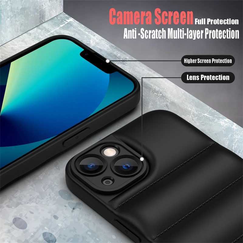 Fashion Brand Down Jacket Phone Case For iPhone 15 14 Pro 13 12 11 Pro Max X XR XS 7 8 Plus Soft Silicone Shockproof Back Cover Z250211