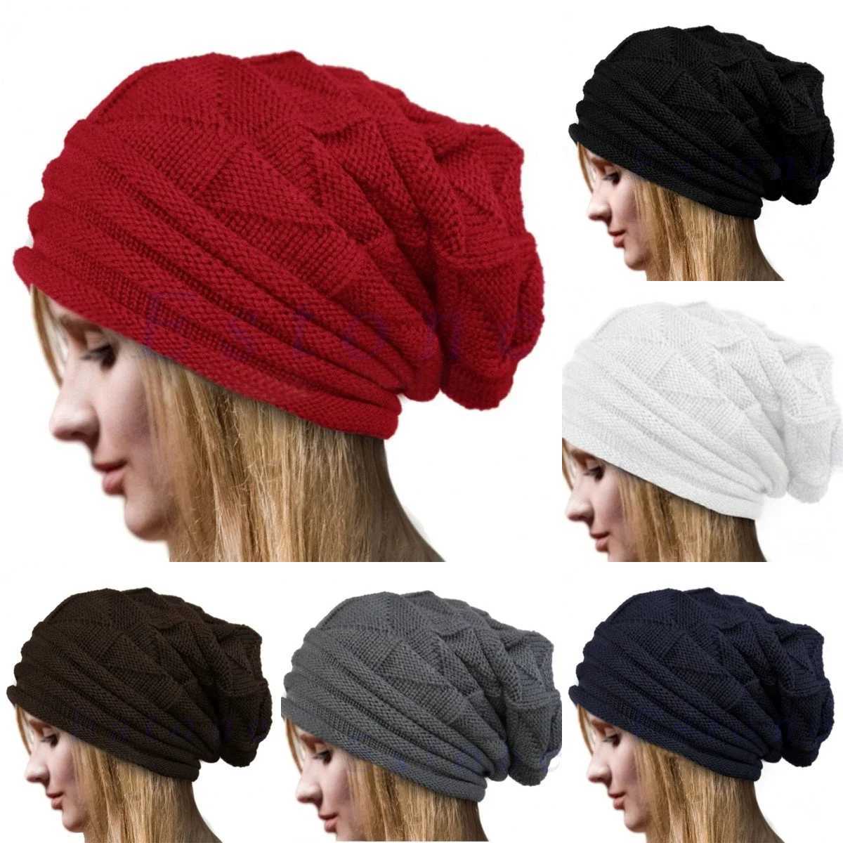 Solid Oversi Winter Baggy Beanies Sklies Ski Slouchy Knitted Hats Caps for Wen Men Unisex Outdoor Hip Hop Wool Warm Hat X250212