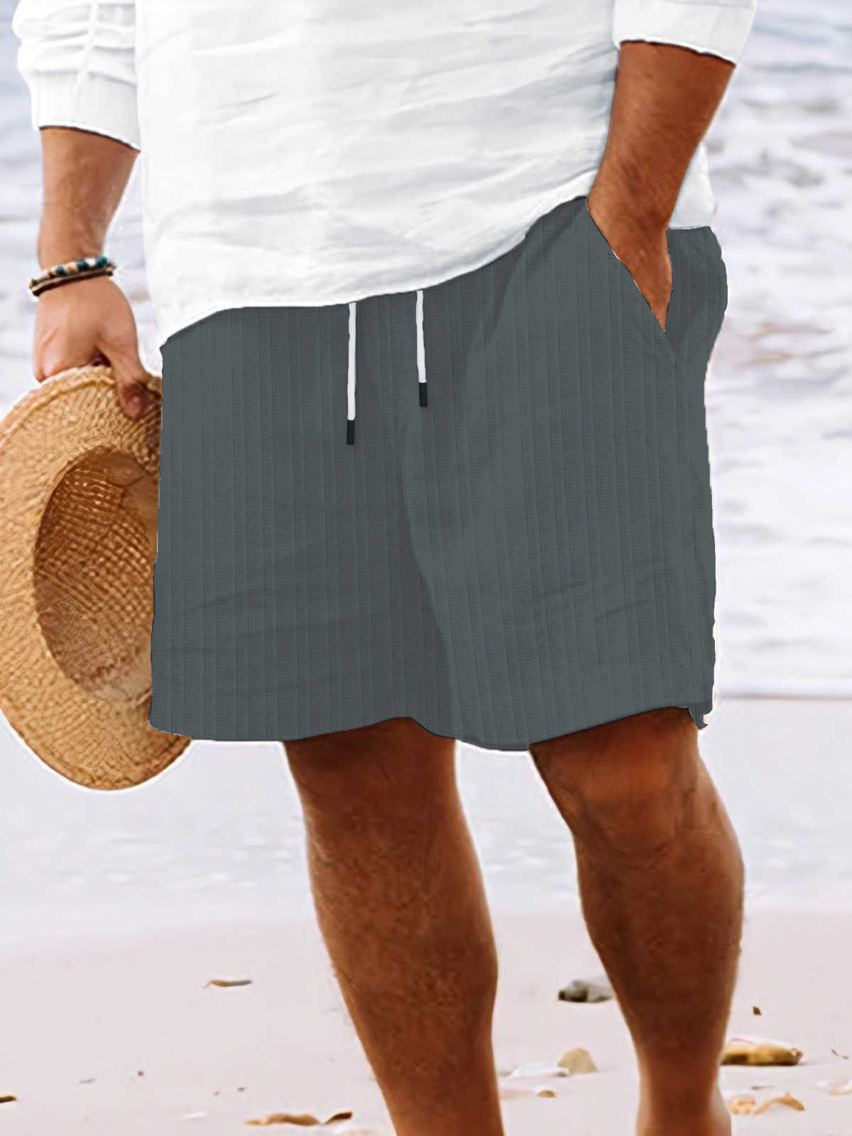 2024 Summer Mens Beach Leisure Sports Fashion Striped Jacquard Shorts W250212