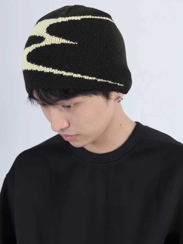 Men Beanies Knit Y2k Hip Hop Graphic Caps Streetwear Winter Gothic Vintage Korean Fashion Plover Accessories Unisex Wen Hats X250212