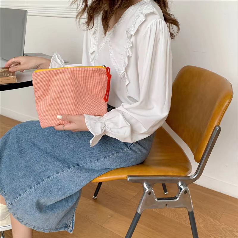 2025 HOT College Style Contrast Color Portable Zipper Cosmetic Bag Organizer Travel Handbags Toiletry Makeup Pouch swissmilitary