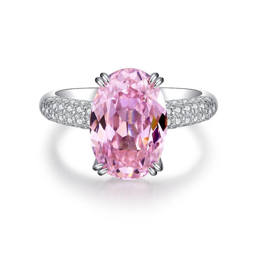 Rings Pink Designer Diamond Ring For Woman Wed Promise 925 Sterling Silver 8A Zirconia Sqaure Heart Love Engagement Womens Luxury Jew Otyky