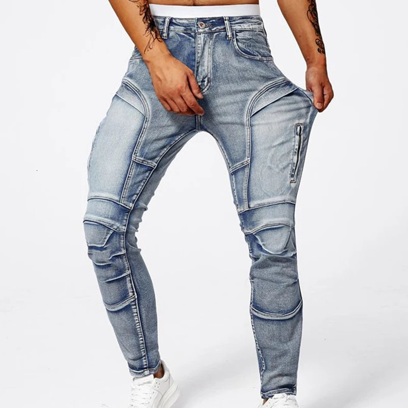 Trendy Jeans Mens Small Straight Leg Denim n Pants Slim Fit Hole Long High Street Classic Quality 250210