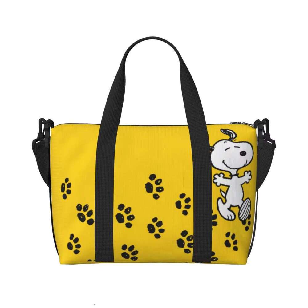 Custom Snoopys Paw Print Path Grocery Tote Shopping Women Large Capacity Cartoon Comic Dog Beach Gym Travel Bags