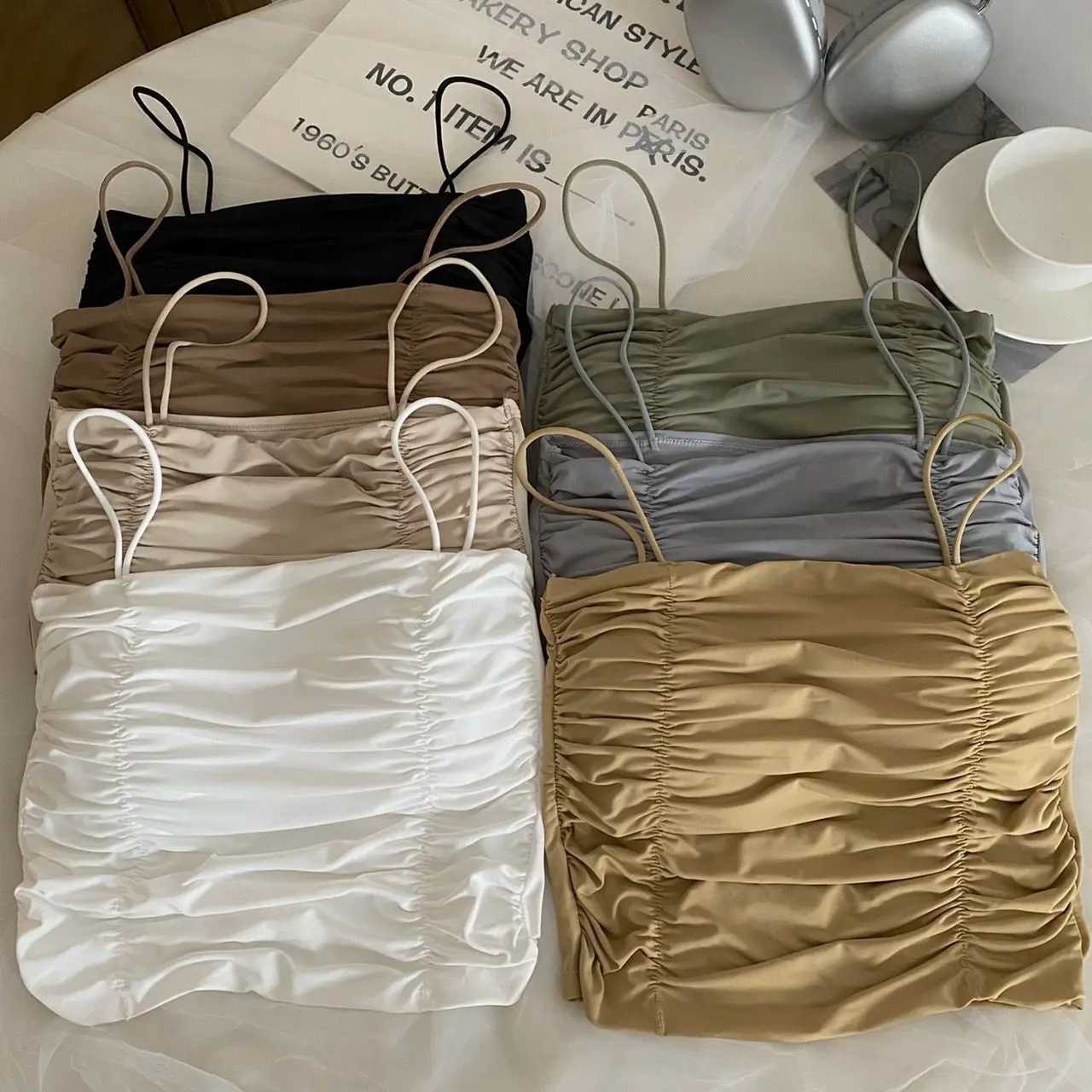 Women Crop Tops Sexy Tank Top For Lady Summer Tube Tops With Cups Fe Underwear Lingerie Woman Clothing Girls Camisole VestXJ250212