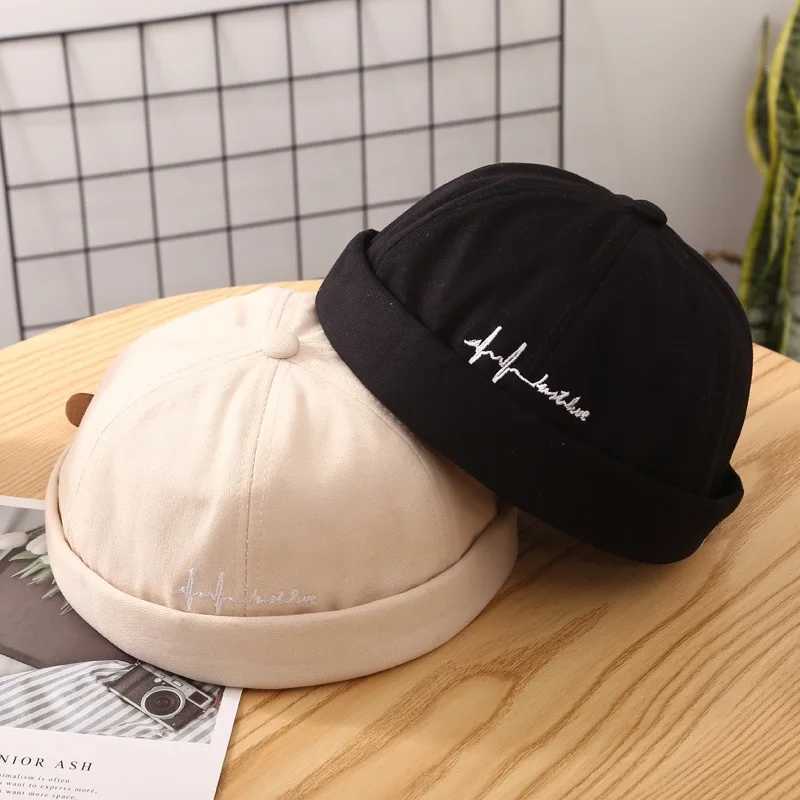 Fashion Men Docker Cap Brimless Sklies Cap Beanie Hat Soft Top Hats Hip Hop Hats Adjustable Vintage Solid Color Street Caps X250212