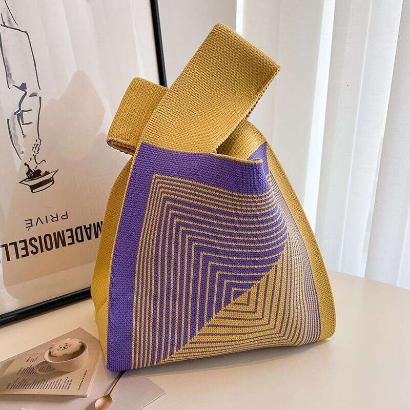Instagram popular casual tote canvas bag, handbag, Japanese and Korean version, versatile hand-held women's knitted bucket bag